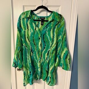 Green Patterned Women's Top